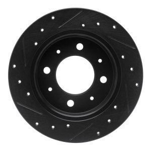Kia Spectra Brake Rotor (1) - Rear Right - R1 Concepts - Drilled & Slotted - Black - `04-`09